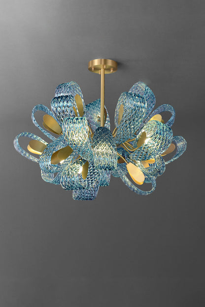 Petal Blue Glass Chandelier - everlamps