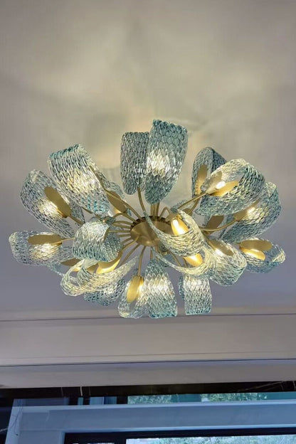 Petal Blue Glass Chandelier - everlamps