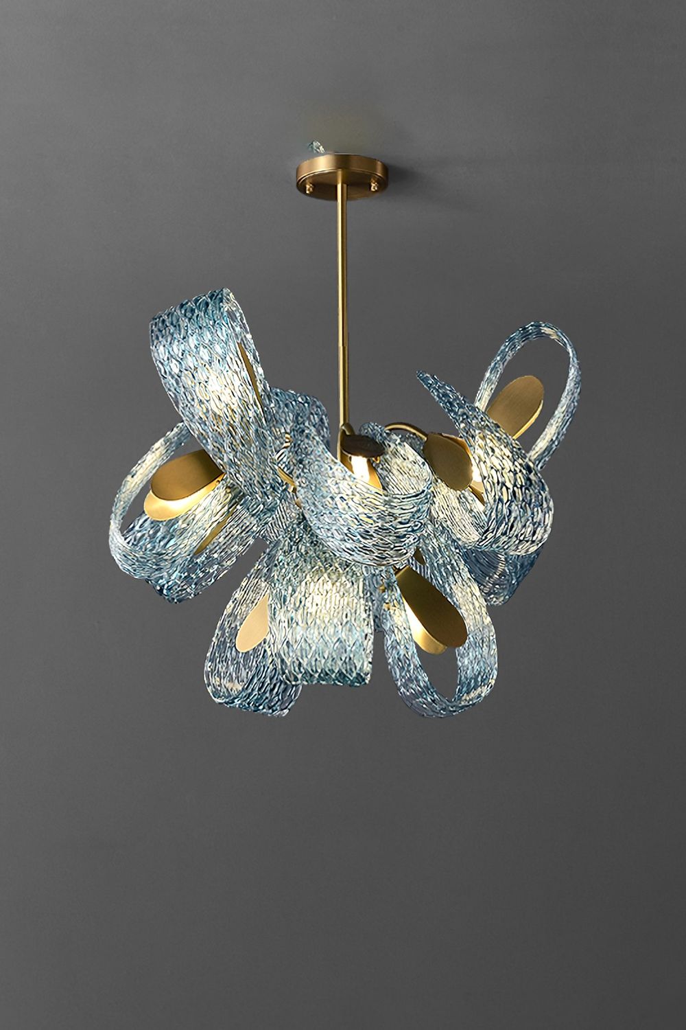 Petal Blue Glass Chandelier - everlamps