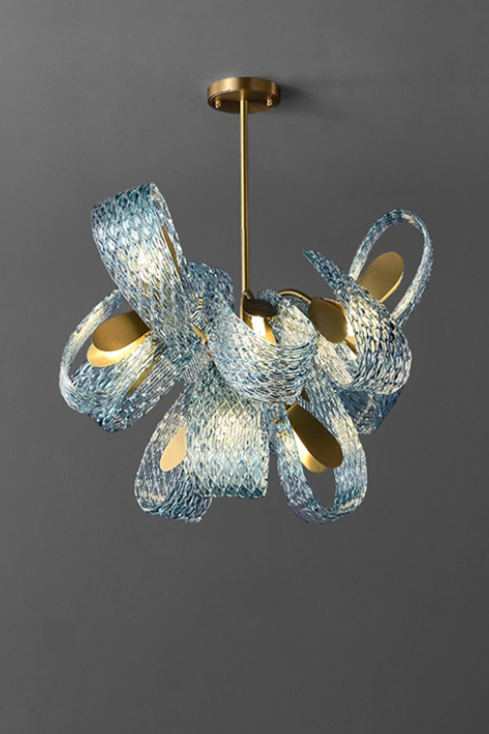 Petal Blue Glass Chandelier - everlamps