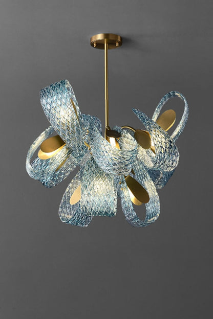 Petal Blue Glass Chandelier - everlamps