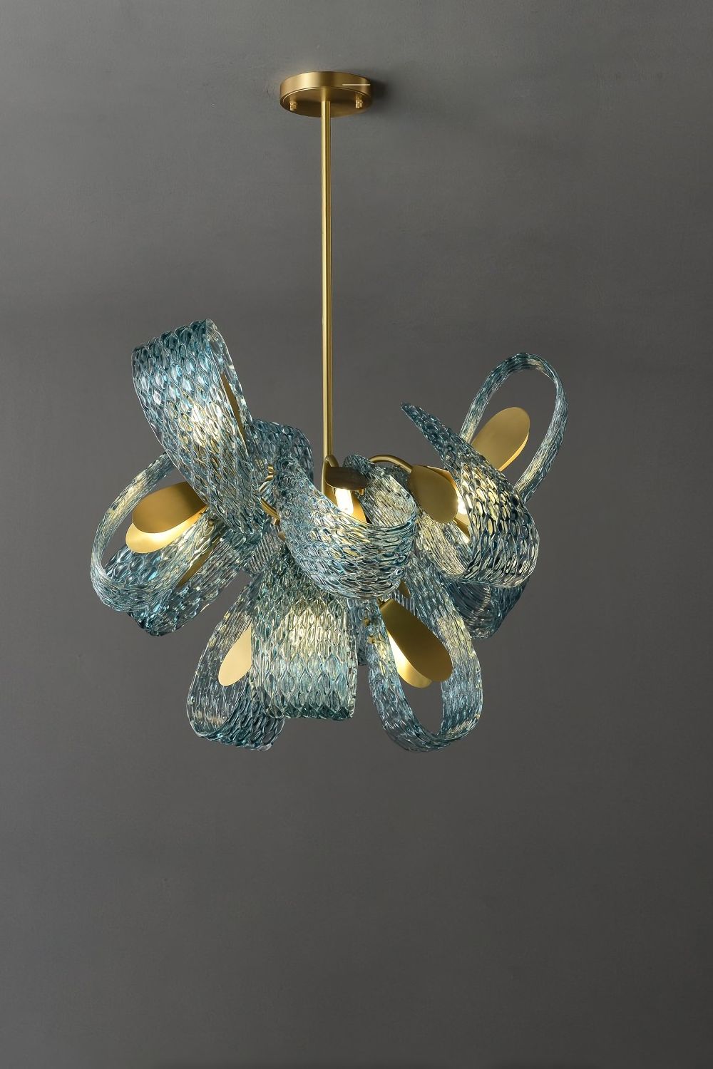 Petal Blue Glass Chandelier - everlamps