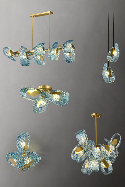 Petal Blue Glass Chandelier - everlamps