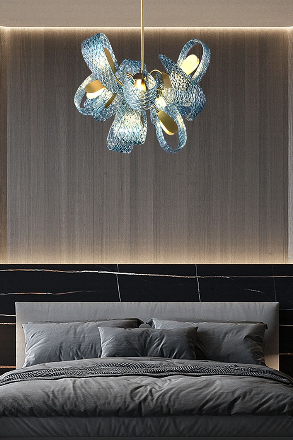 Petal Blue Glass Chandelier - everlamps