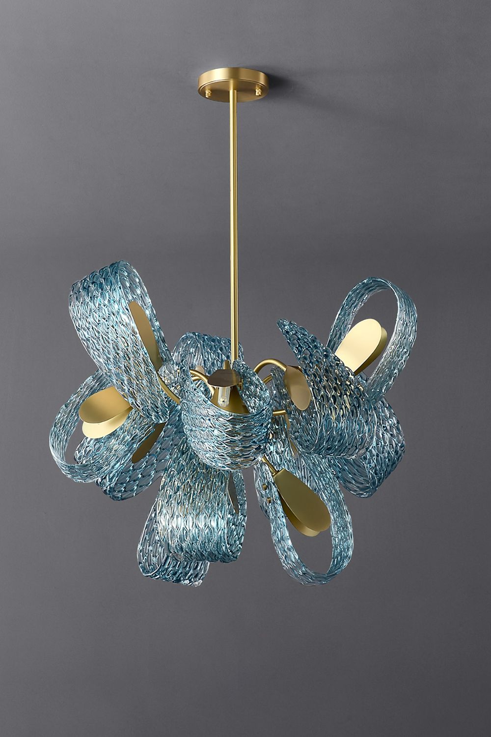 Petal Blue Glass Chandelier - everlamps