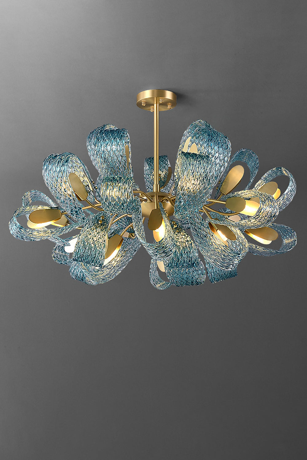 Petal Blue Glass Chandelier - everlamps