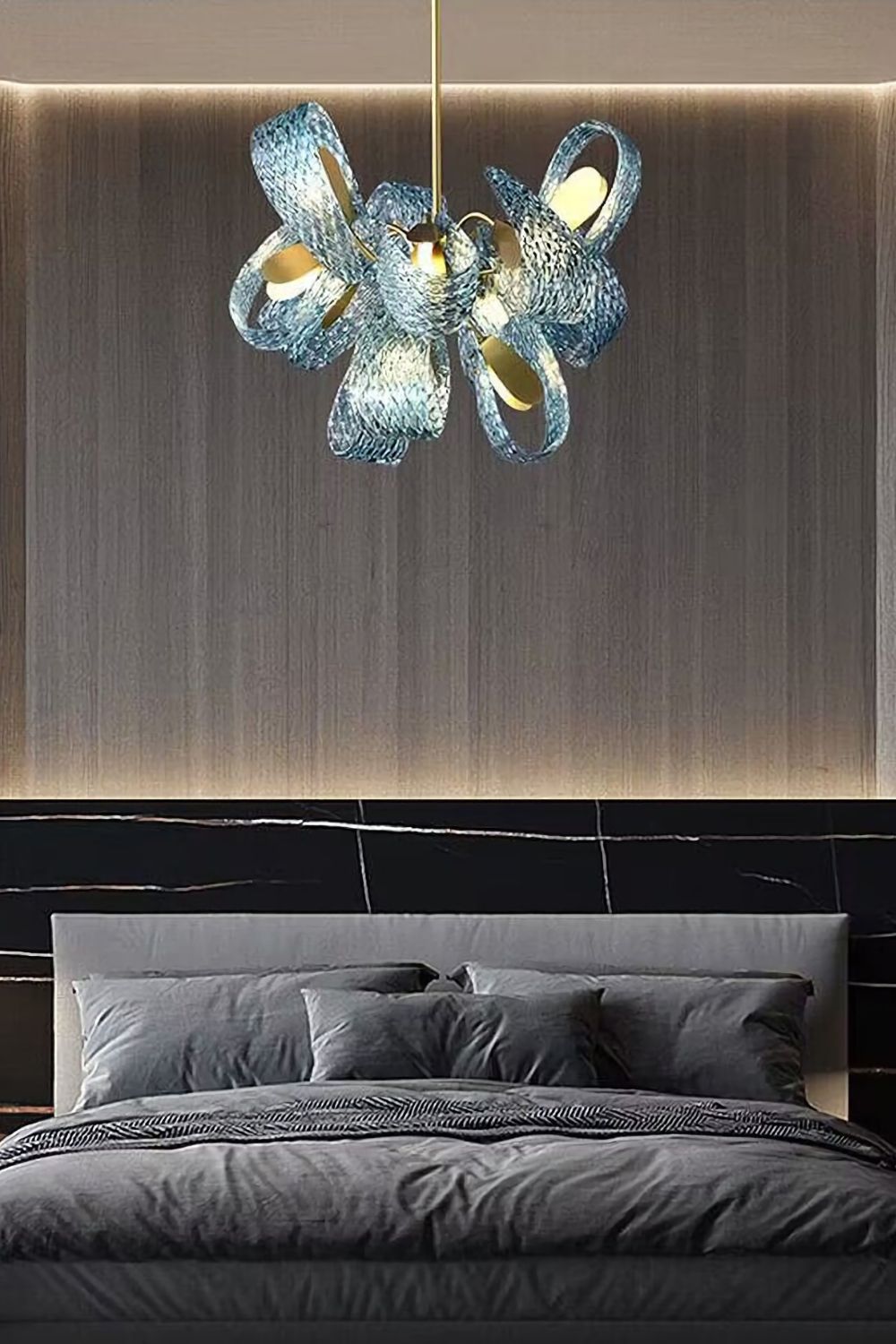 Petal Blue Glass Chandelier - everlamps