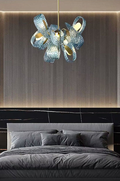 Petal Blue Glass Chandelier - everlamps