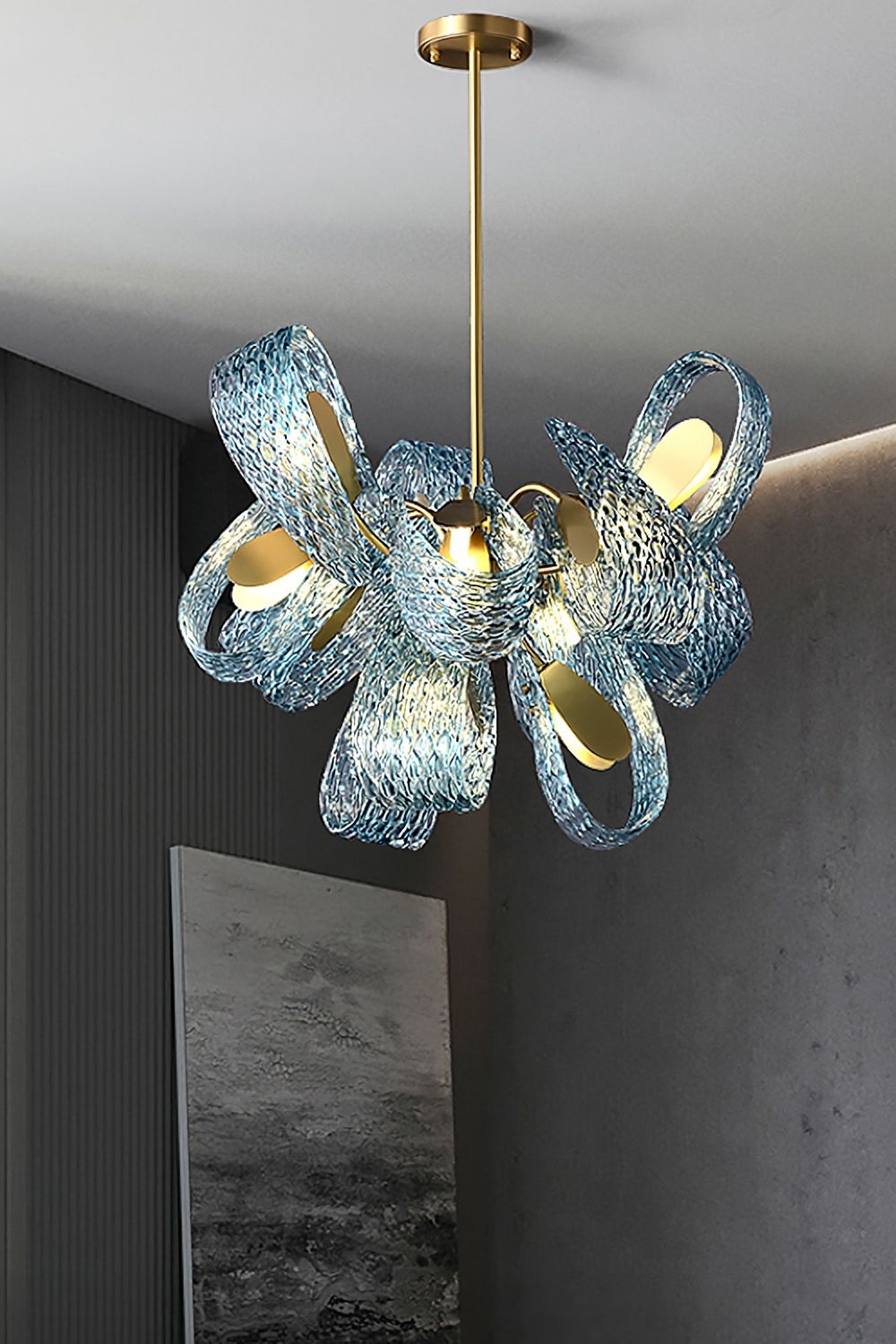 Petal Blue Glass Chandelier - everlamps