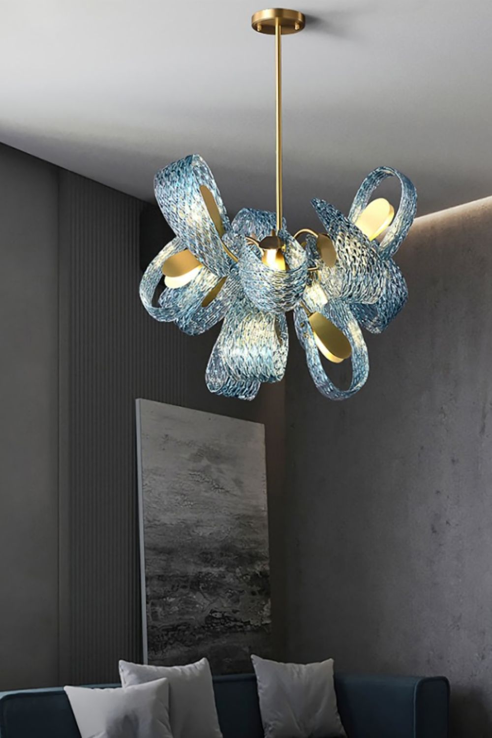Petal Blue Glass Chandelier - everlamps