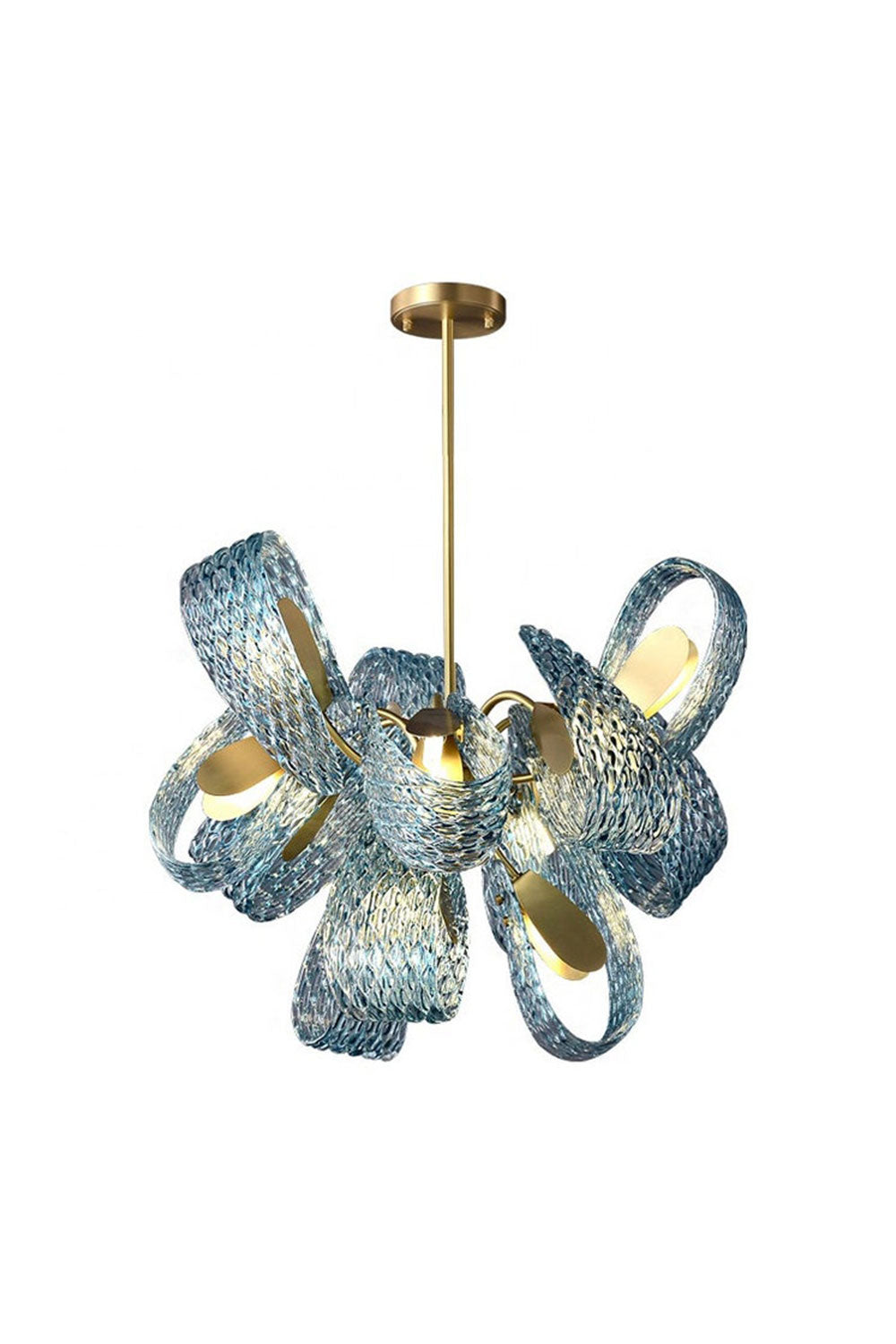 Petal Blue Glass Chandelier - everlamps