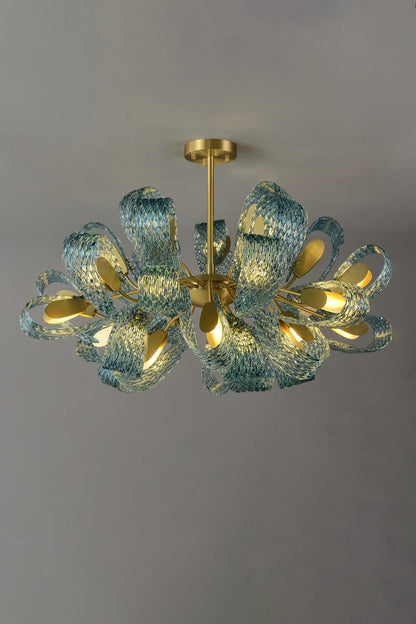 Petal Blue Glass Chandelier - everlamps