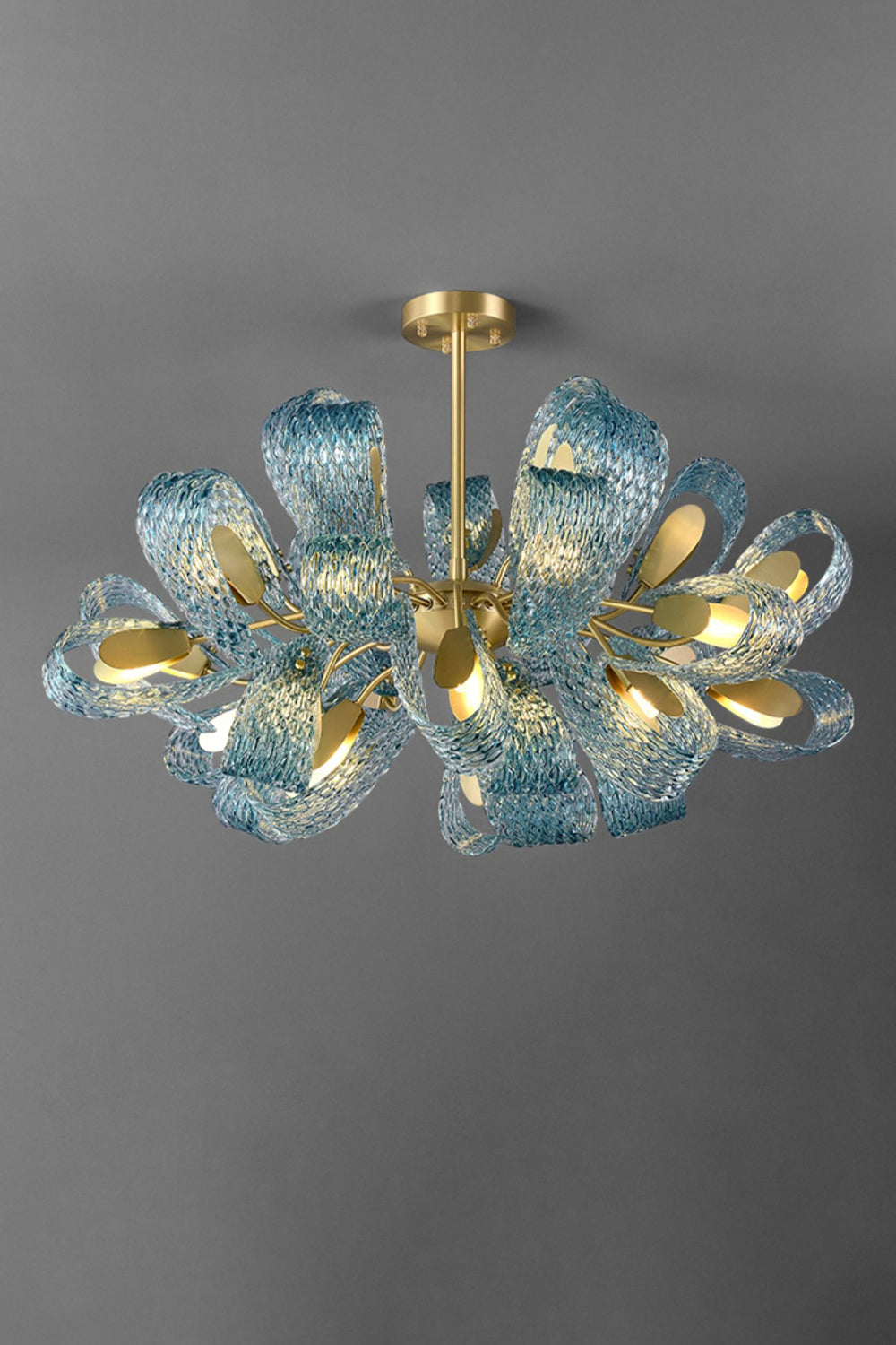 Petal Blue Glass Chandelier - everlamps