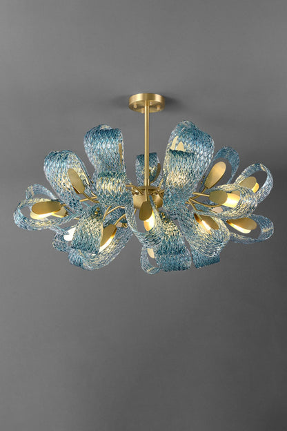 Petal Blue Glass Chandelier - everlamps