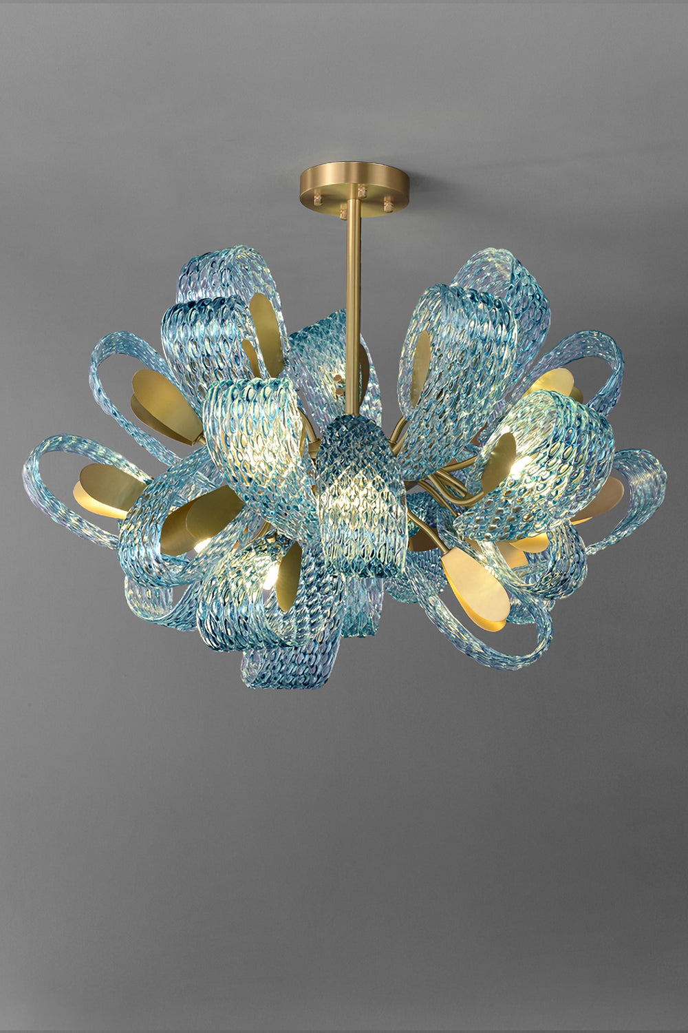 Petal Blue Glass Chandelier - everlamps