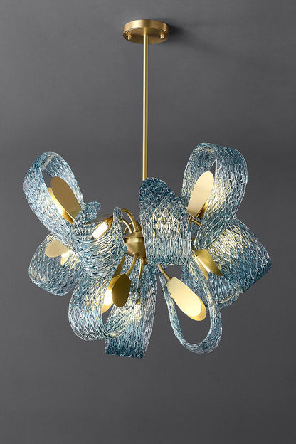 Petal Blue Glass Chandelier - everlamps