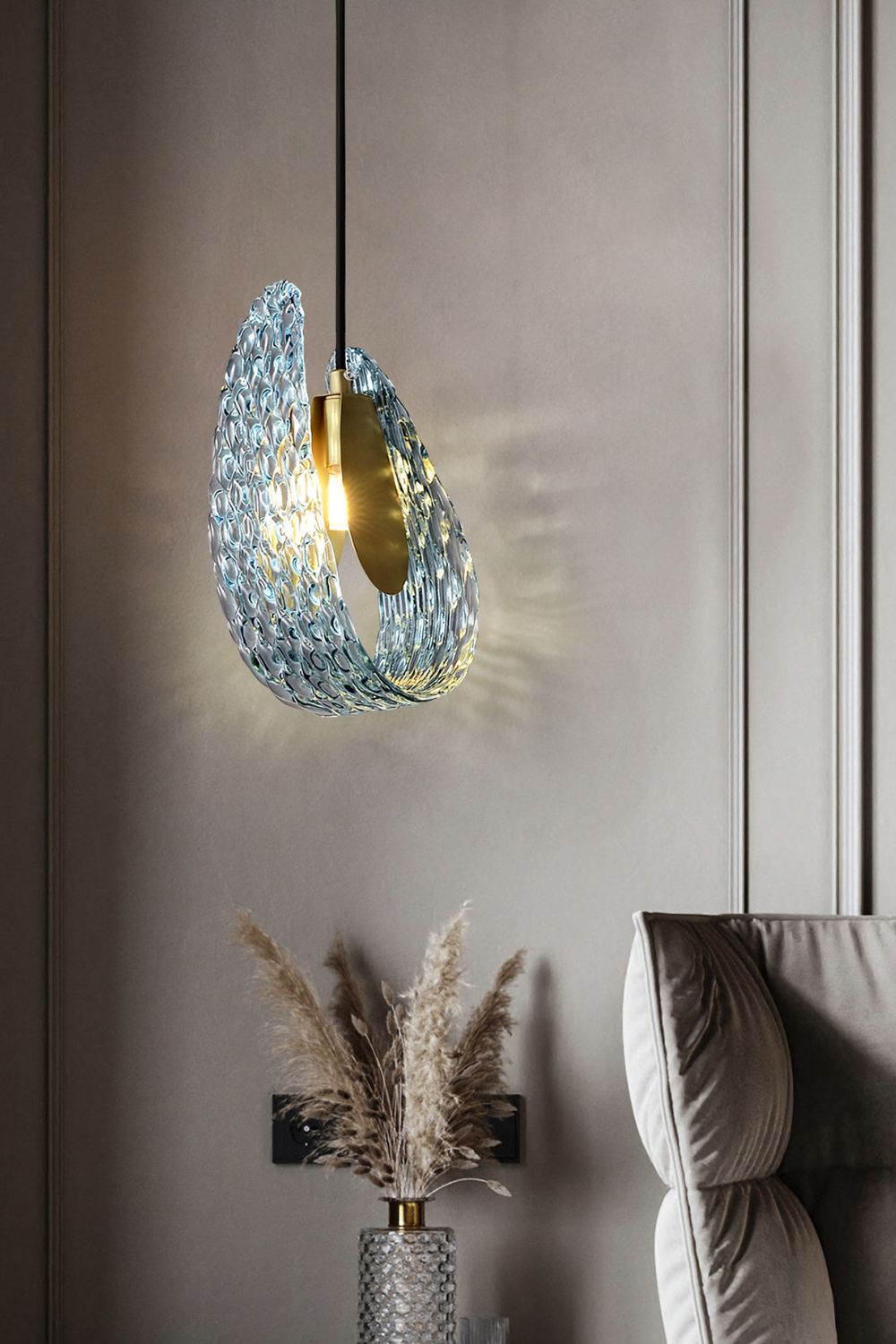 Petal Blue Glass Pendant Light - everlamps