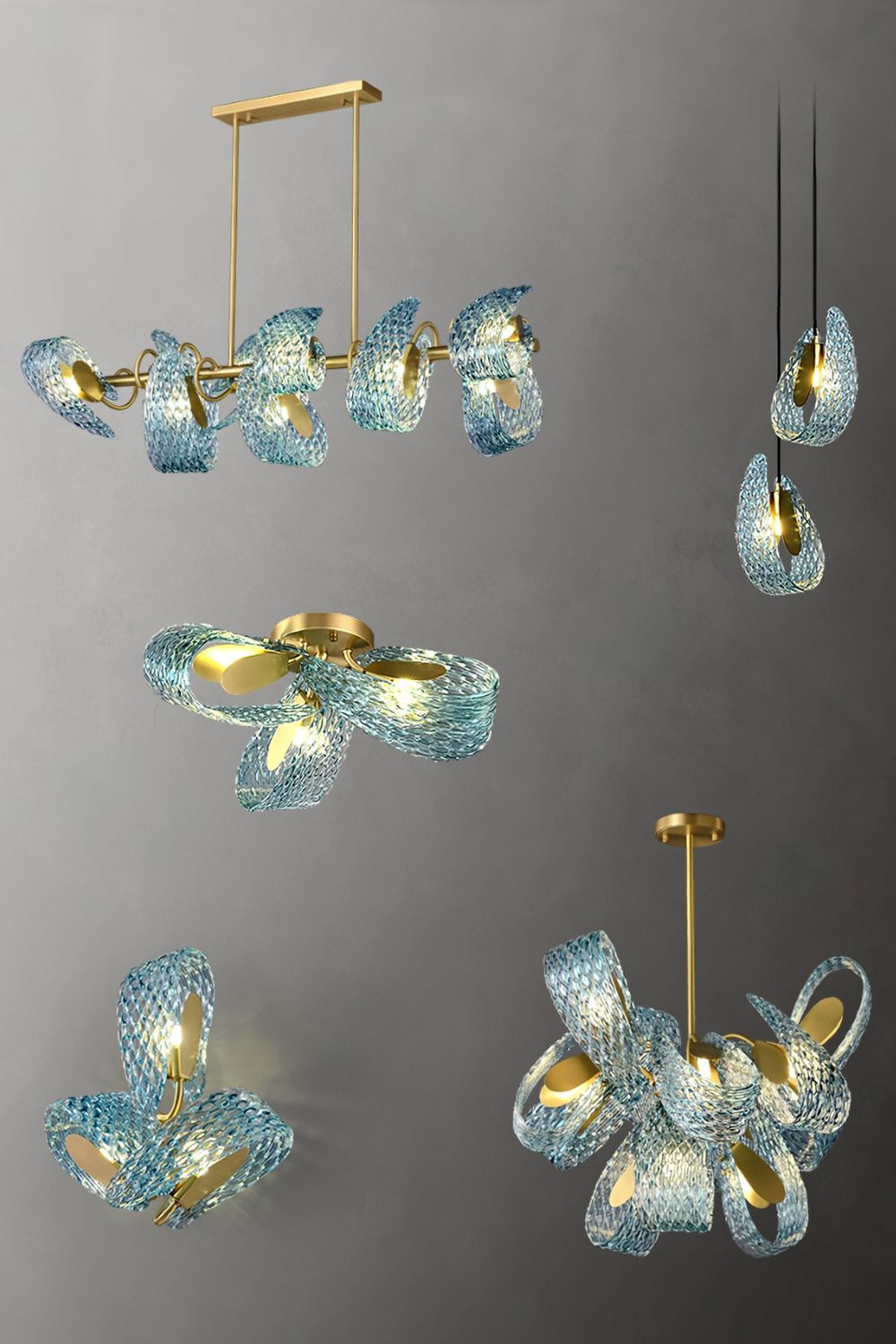 Petal Blue Glass Pendant Light - everlamps