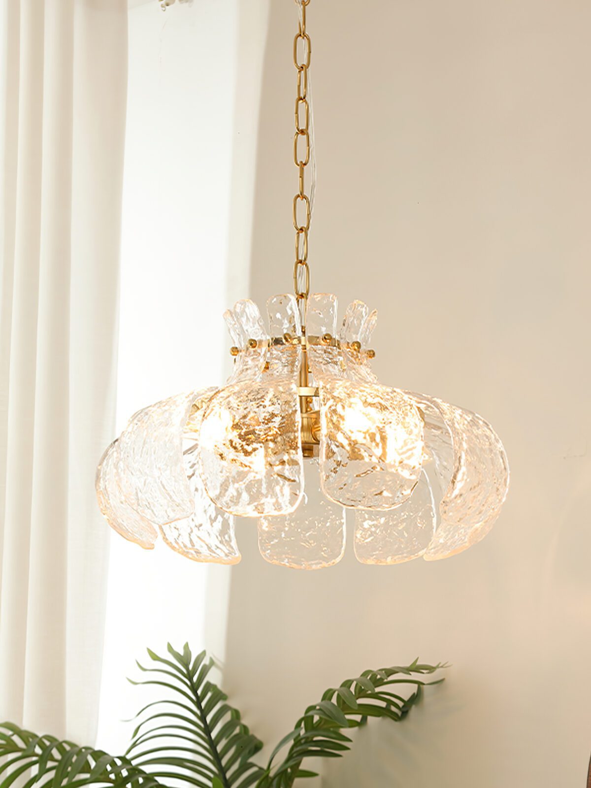 Modern Petal Ice Glass Pendant Light - view 4 | everlamps