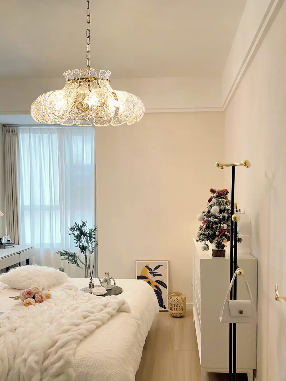 Modern Petal Ice Glass Pendant Light - view 3 | everlamps