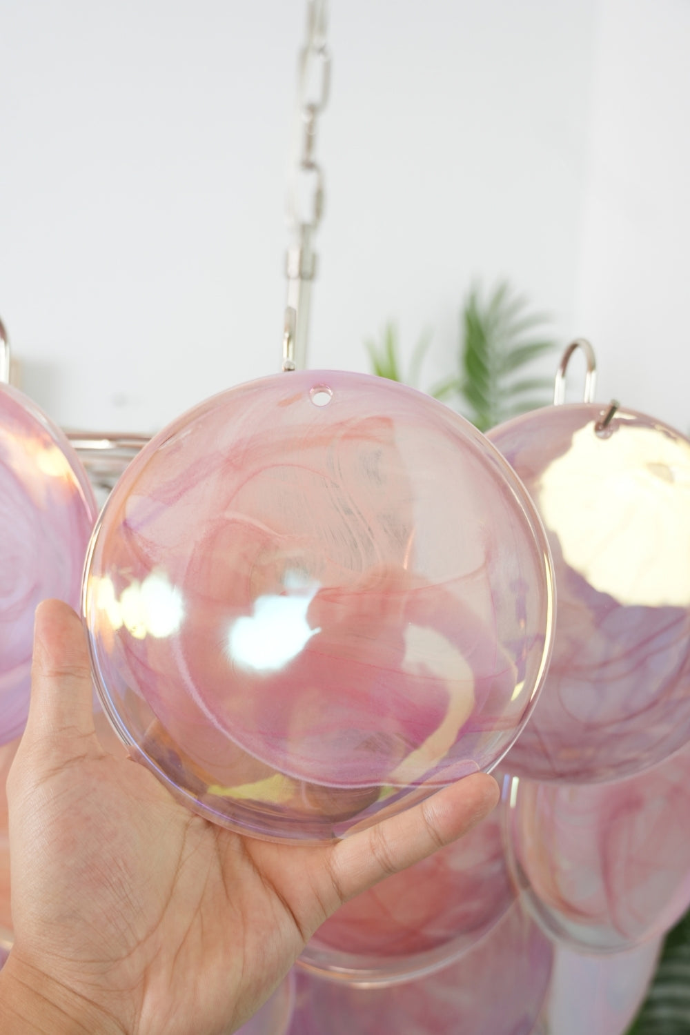 Pink Glass High Quality Art Iridescent Chandelier - view 12 | everlamps