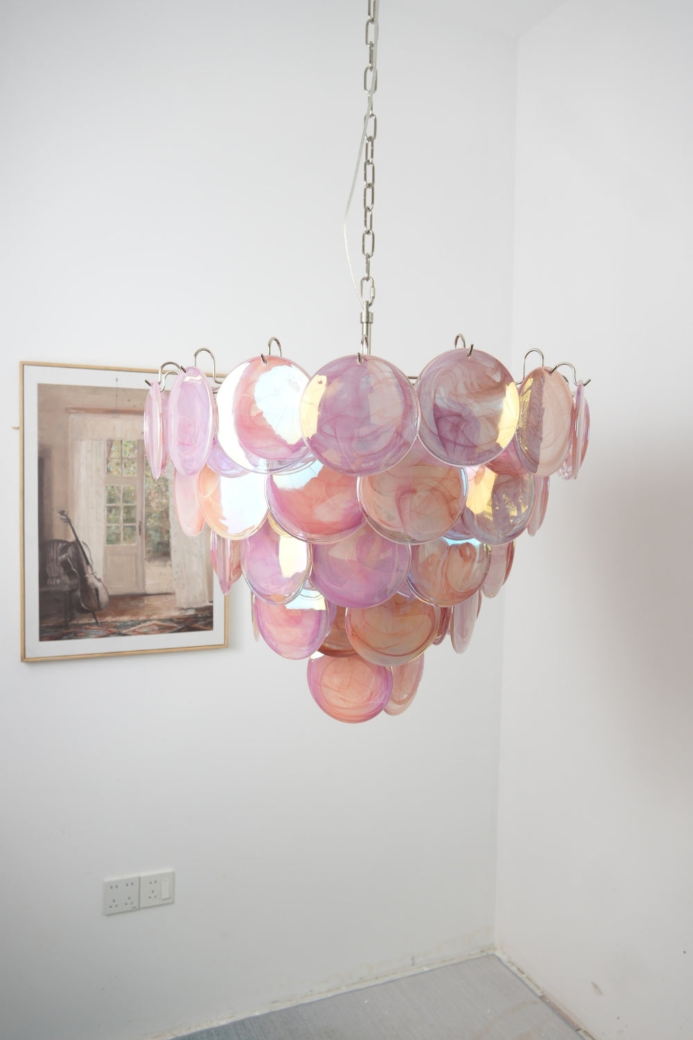 Pink Glass High Quality Art Iridescent Chandelier - view 5 | everlamps