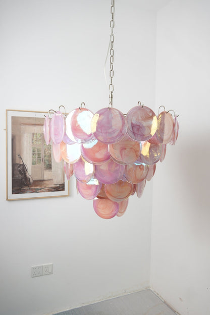 Pink Glass High Quality Art Iridescent Chandelier - view 5 | everlamps