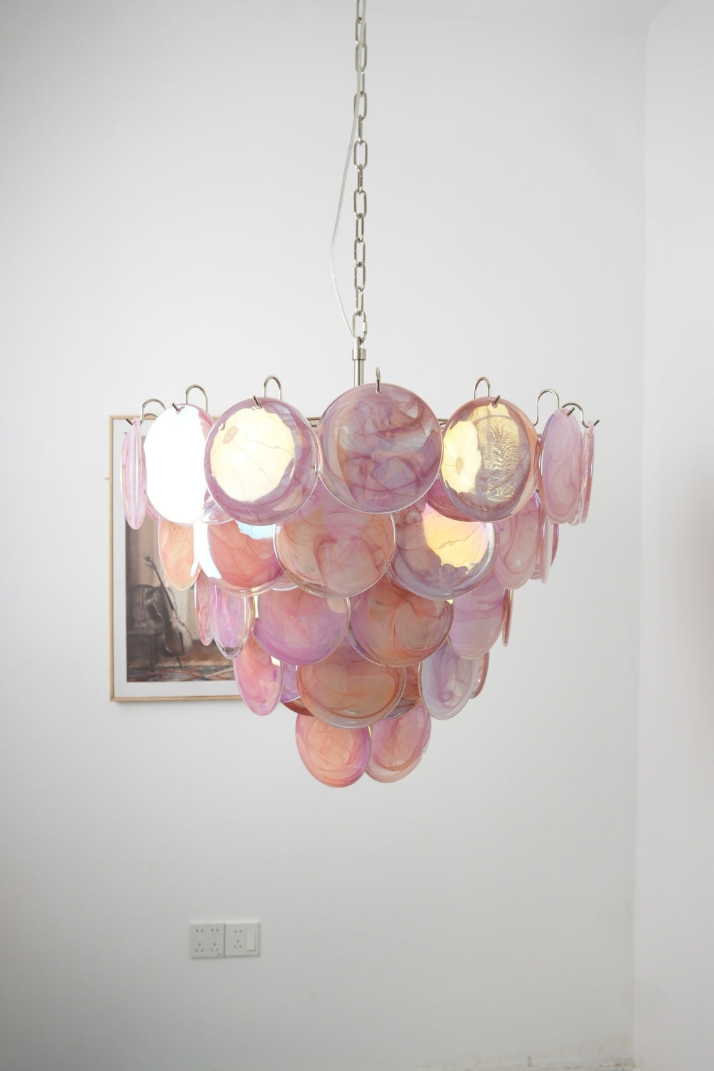 Pink Glass High Quality Art Iridescent Chandelier - view 8 | everlamps