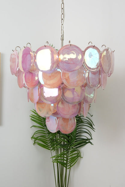 Pink Glass High Quality Art Iridescent Chandelier - view 6 | everlamps