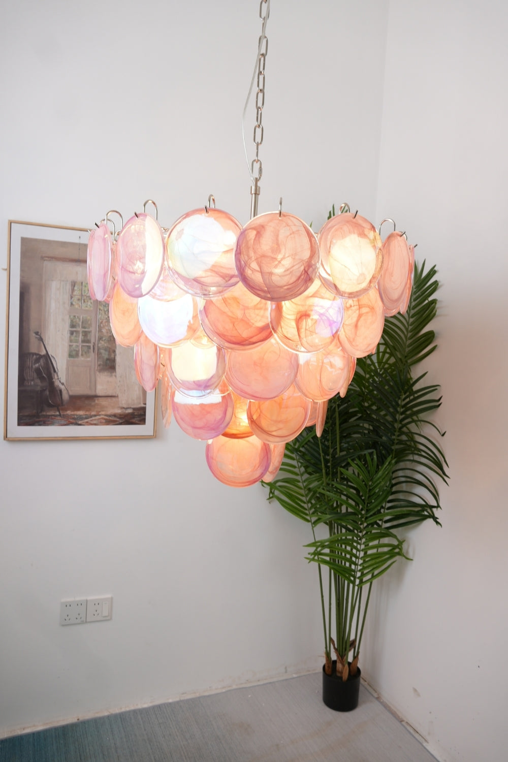 Pink Glass High Quality Art Iridescent Chandelier - view 2 | everlamps
