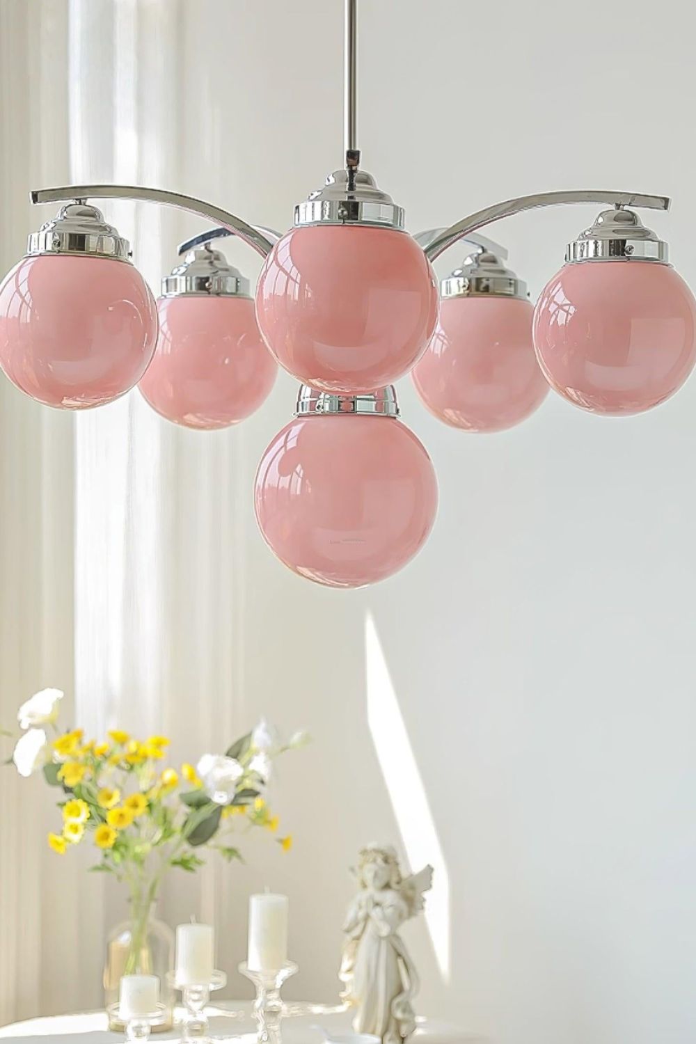 Pink Globe Modern Chandelier - view 4 | everlamps