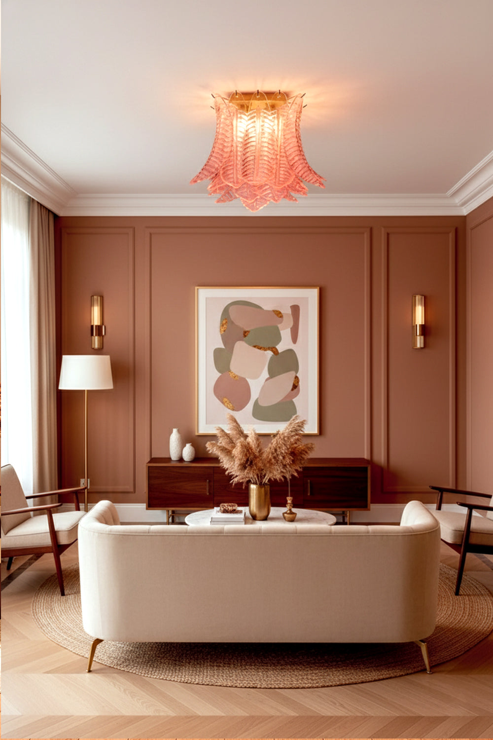 Pink Art Felci Glass Ceiling Light - view 3 | everlamps