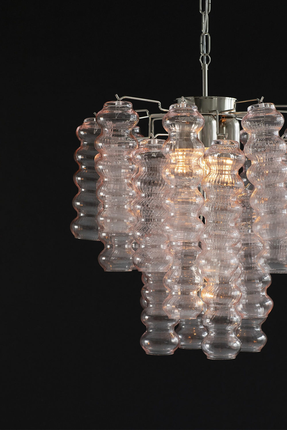 Pink Art Ripple Glass Tube Chandelier - view 13 | everlamps