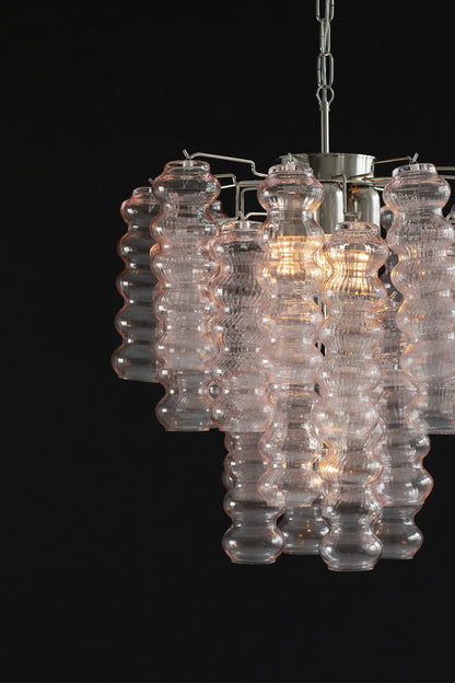 Pink Art Ripple Glass Tube Chandelier - view 13 | everlamps