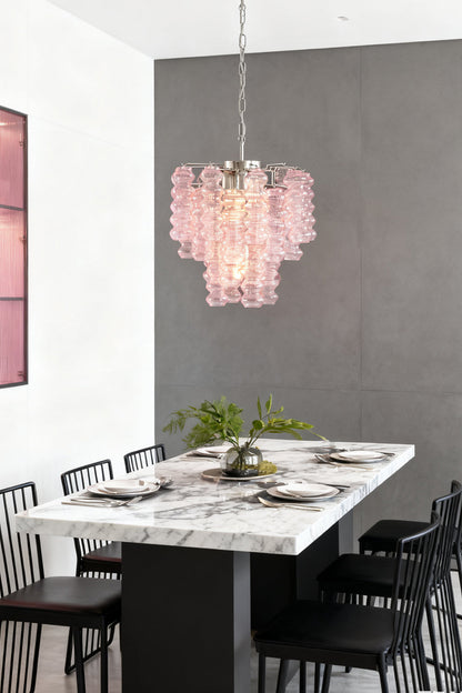 Pink Art Ripple Glass Tube Chandelier - view 6 | everlamps