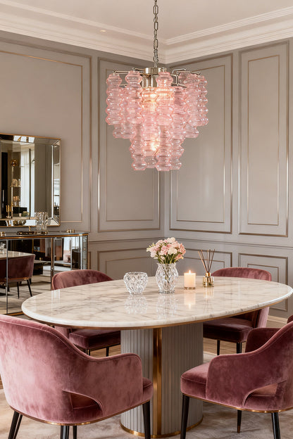 Pink Art Ripple Glass Tube Chandelier - view 3 | everlamps