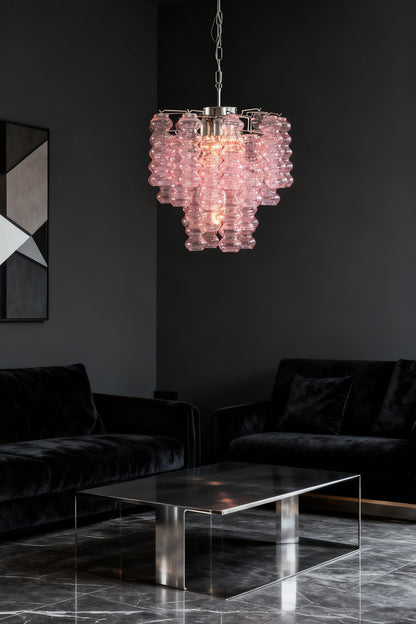 Pink Art Ripple Glass Tube Chandelier - view 11 | everlamps