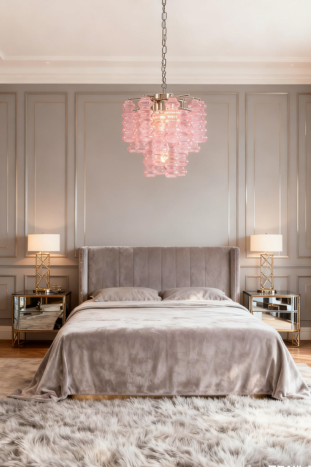 Pink Art Ripple Glass Tube Chandelier - view 8 | everlamps