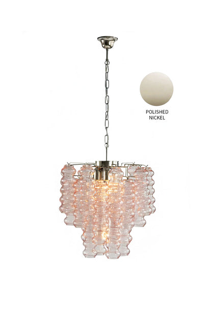 Pink Art Ripple Glass Tube Chandelier - view 17 | everlamps