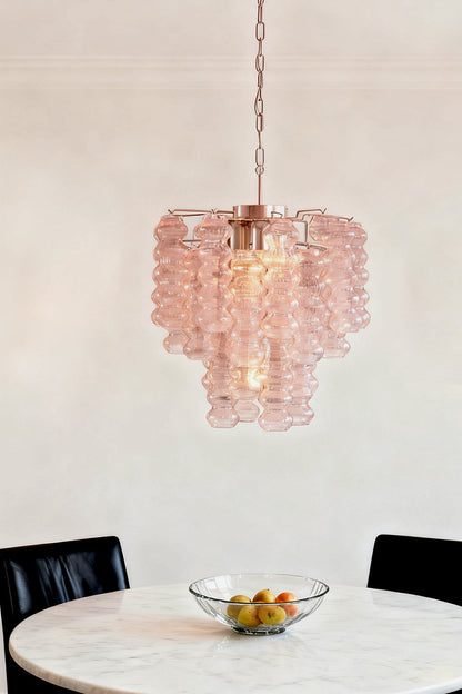 Pink Art Ripple Glass Tube Chandelier - view 7 | everlamps