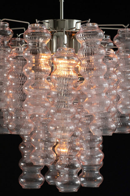 Pink Art Ripple Glass Tube Chandelier - view 14 | everlamps