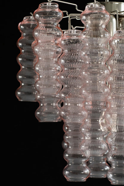Pink Art Ripple Glass Tube Chandelier - view 15 | everlamps