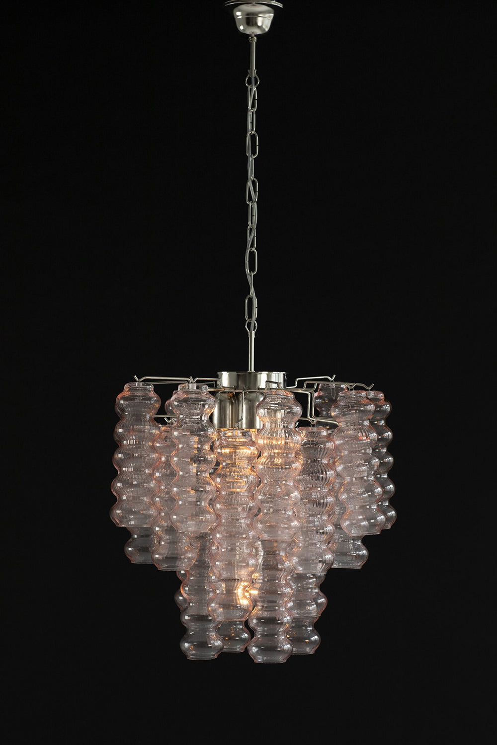 Pink Art Ripple Glass Tube Chandelier - view 12 | everlamps
