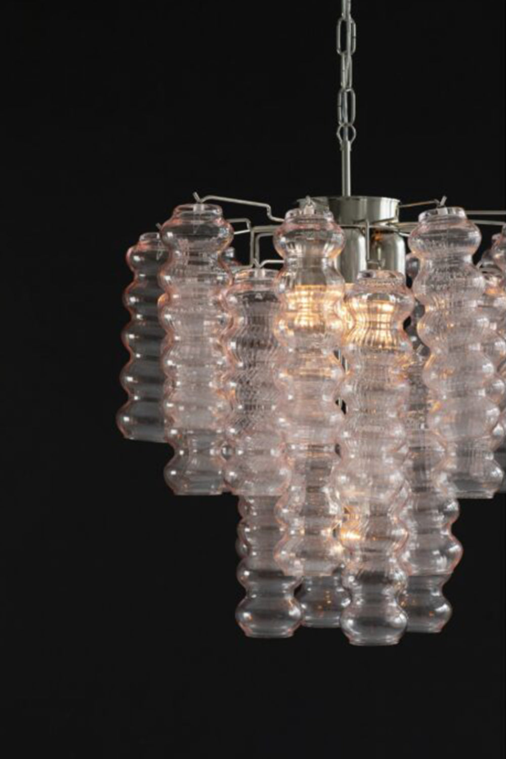 Pink Art Ripple Glass Tube Chandelier - view 16 | everlamps