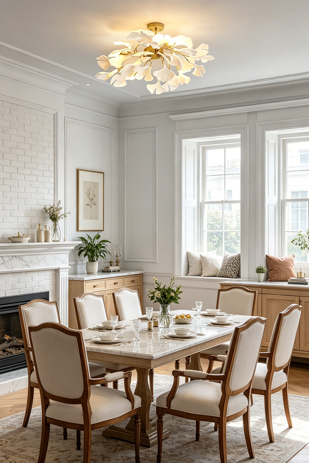 Porcelain Ginkgo Leaf Ceiling Light for Restaurant | vexa lamps