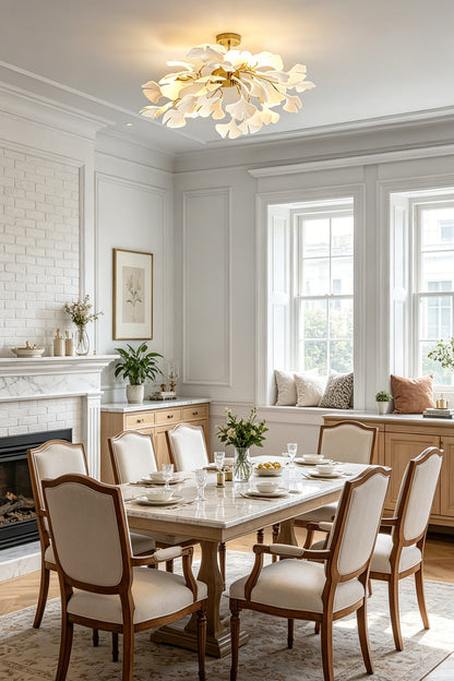 Porcelain Ginkgo Leaf Ceiling Light for Restaurant | vexa lamps
