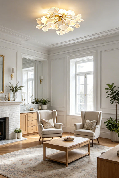 Porcelain Ginkgo Leaf Ceiling Light for Living room | vexa lamps