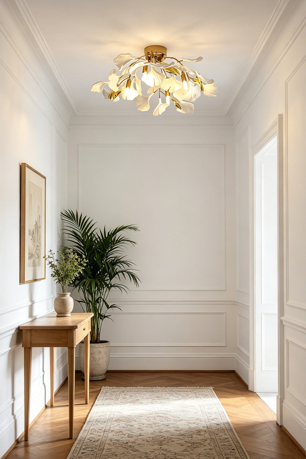 Porcelain Ginkgo Leaf Ceiling Light for Hallway | vexa lamps