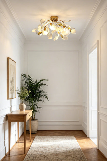 Porcelain Ginkgo Leaf Ceiling Light for Hallway | vexa lamps