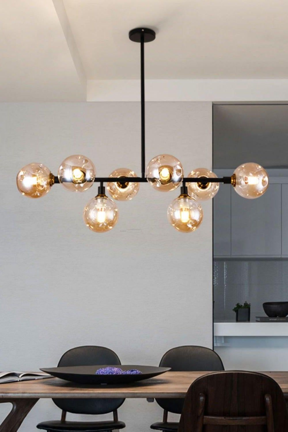 Primas Smoked Glass Linear Chandelier - view 3 | everlamps